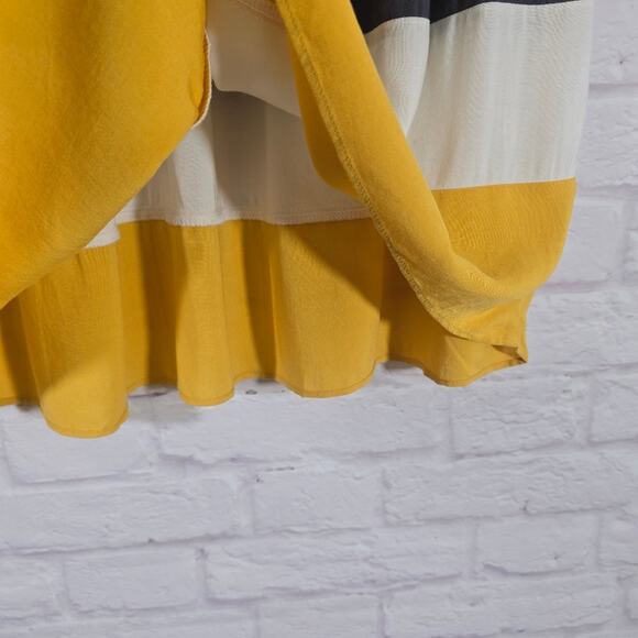 M Mossimo Grey Yellow Colorblock Flowy Skirt Women Size M Elastic Tiered Cottage - Picture 8 of 10